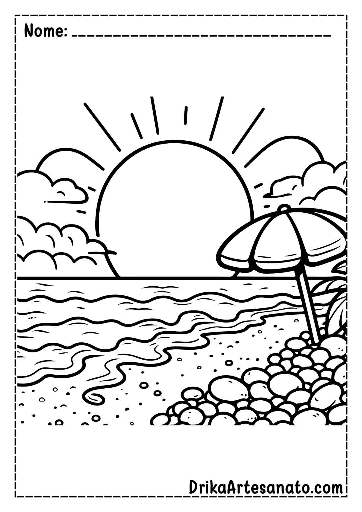 Desenho de Praia para Colorir Fácil