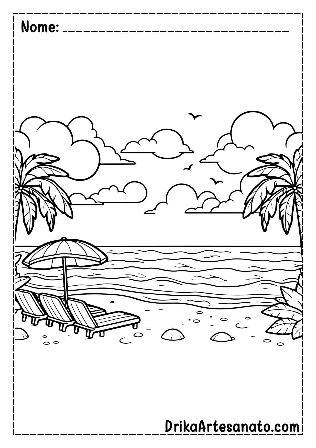 Desenho de Praia para Pintar