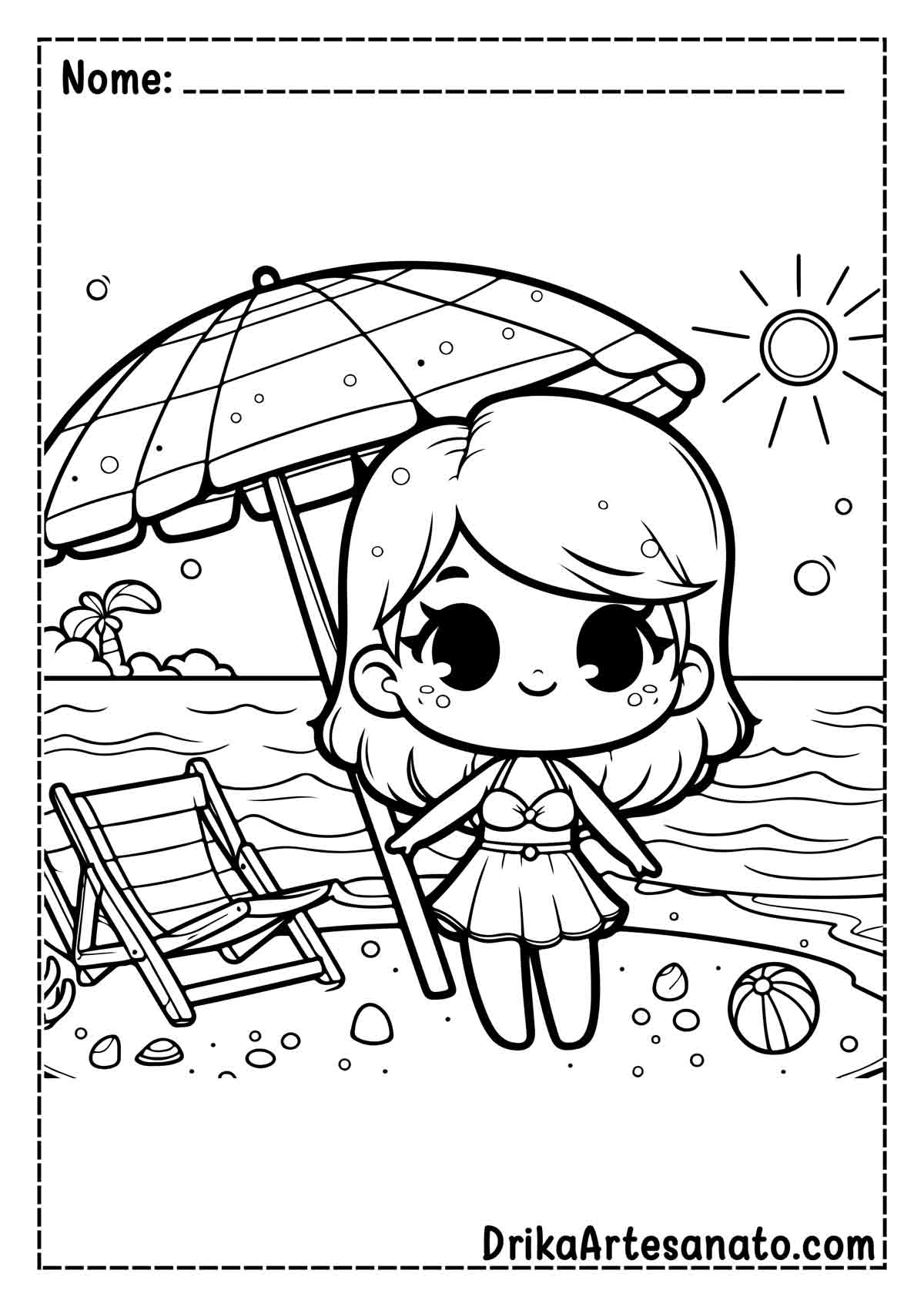 Desenho de Praia Infantil para Imprimir