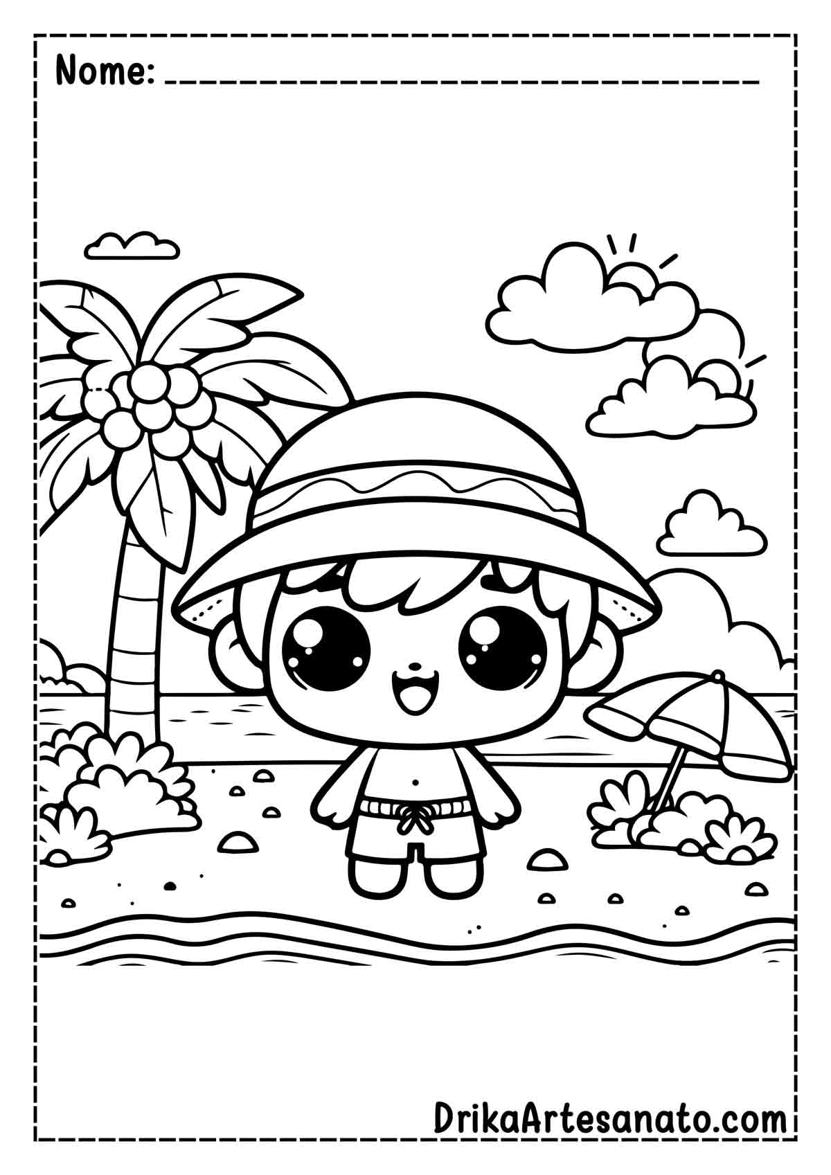 Desenho de Praia Infantil para Imprimir