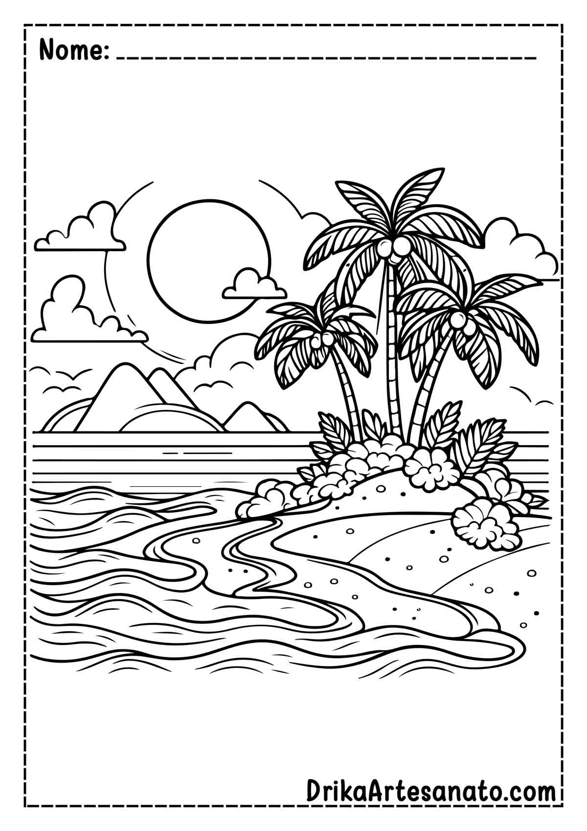 Desenho de Praia para Pintar