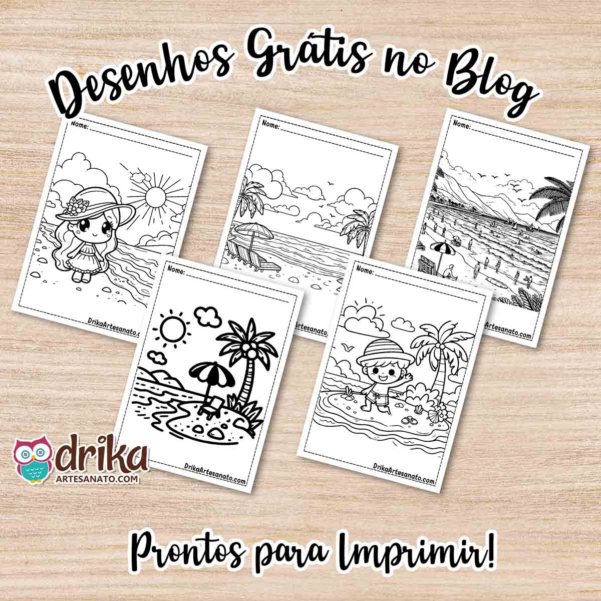 Desenhos de Praia para Colorir Grátis em PDF