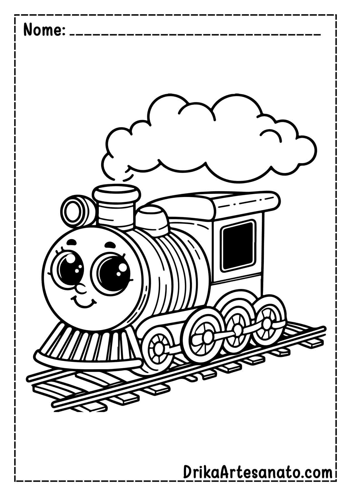 Desenho de Trem para Colorir  Fácil