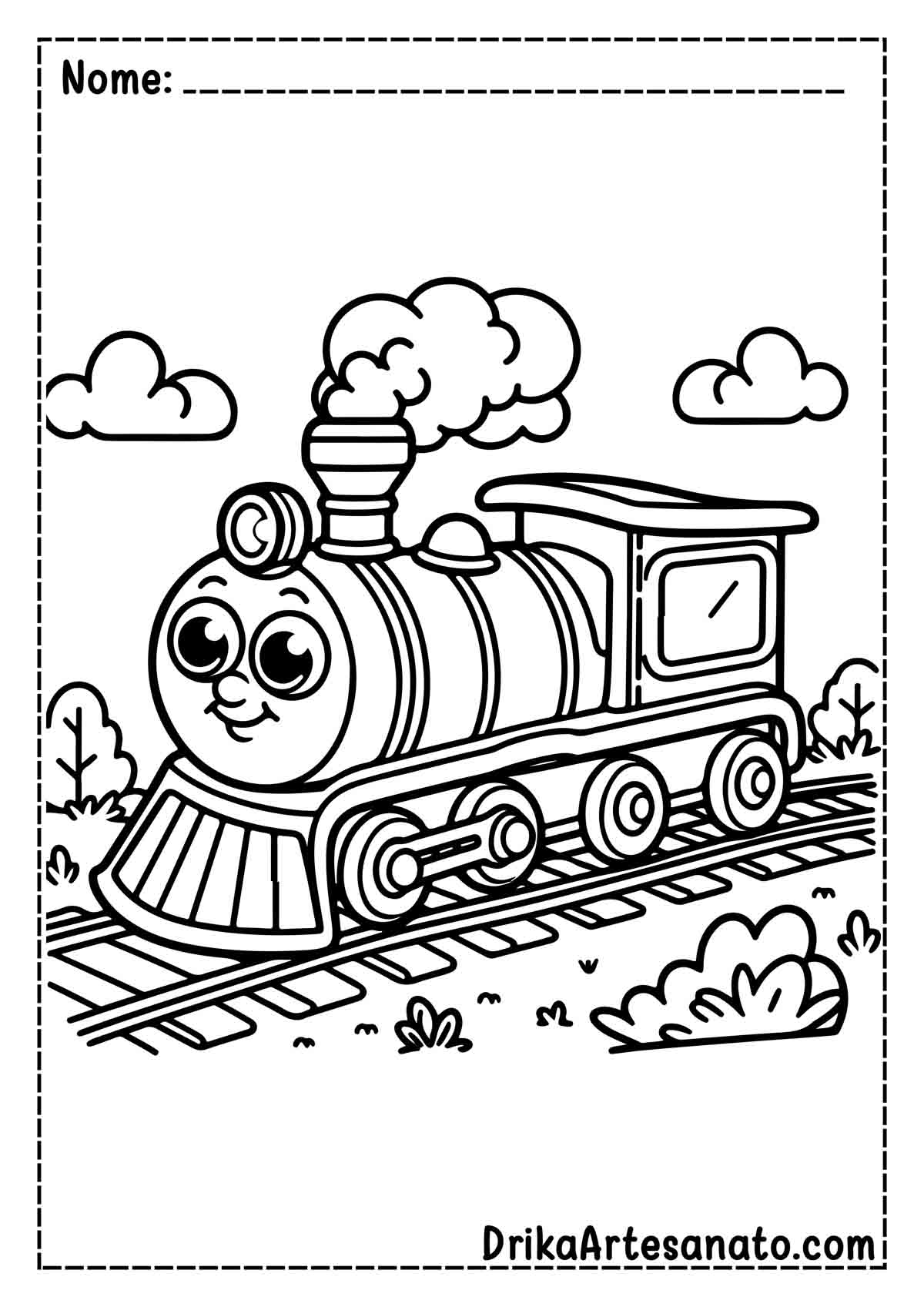 Desenho de Trem Fácil para Pintar