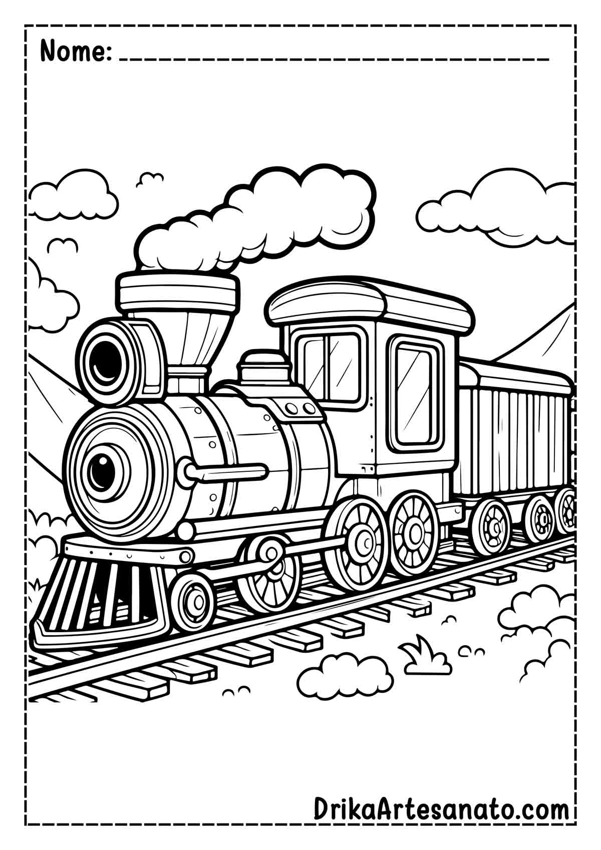 Desenho de Trem Realista para Colorir