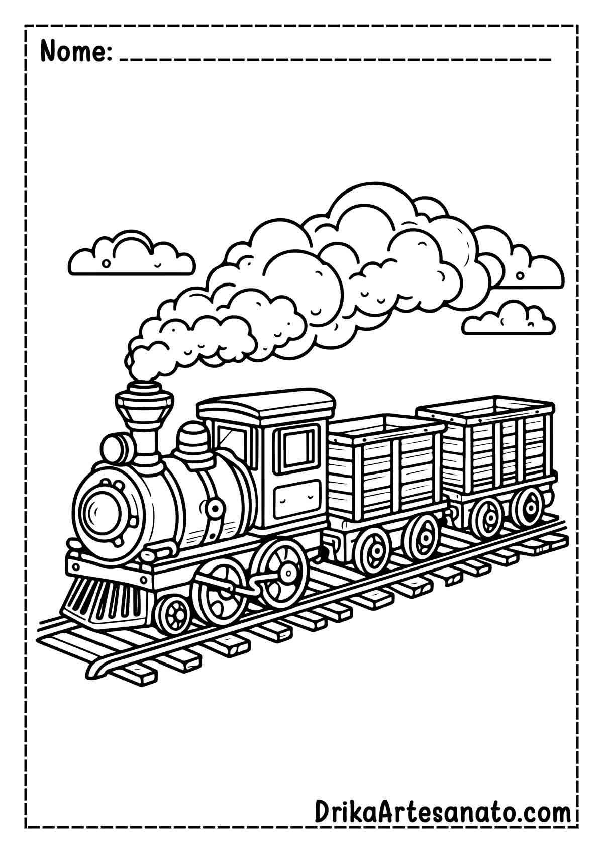 Desenho de Trem com Vagões para Colorir