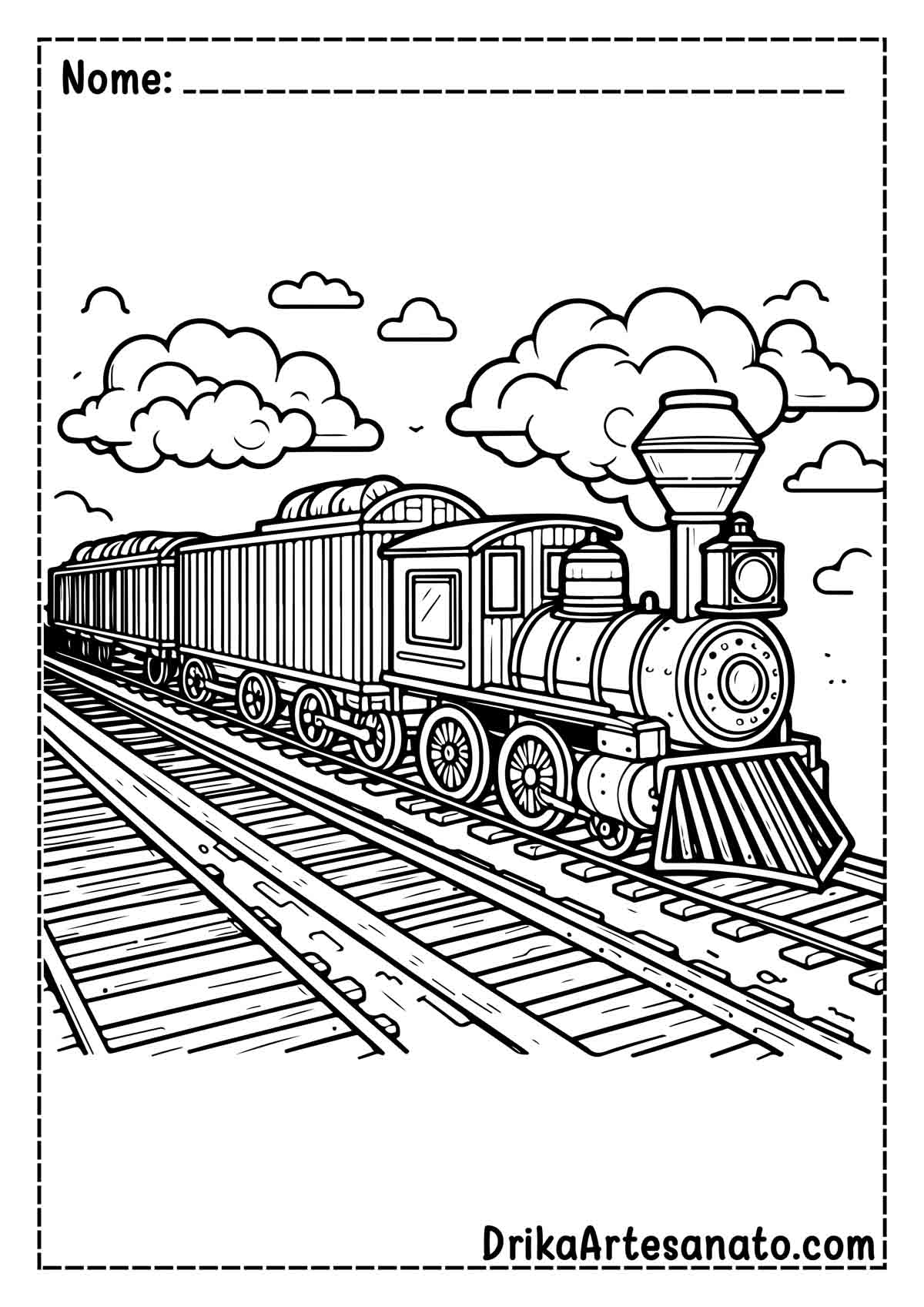 Desenho de Trem com Vagões para Imprimir