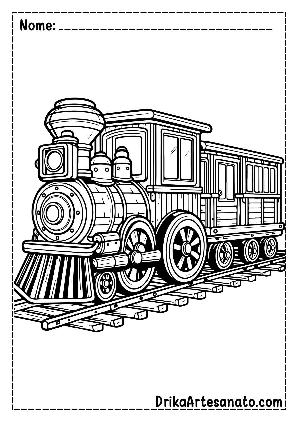 Desenho de Trem com Vagões para Colorir e Imprimir