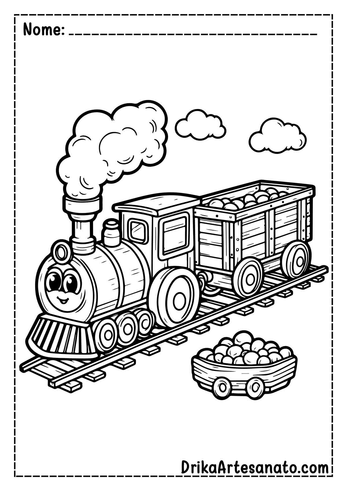 Desenho de Trem Infantil para Pintar