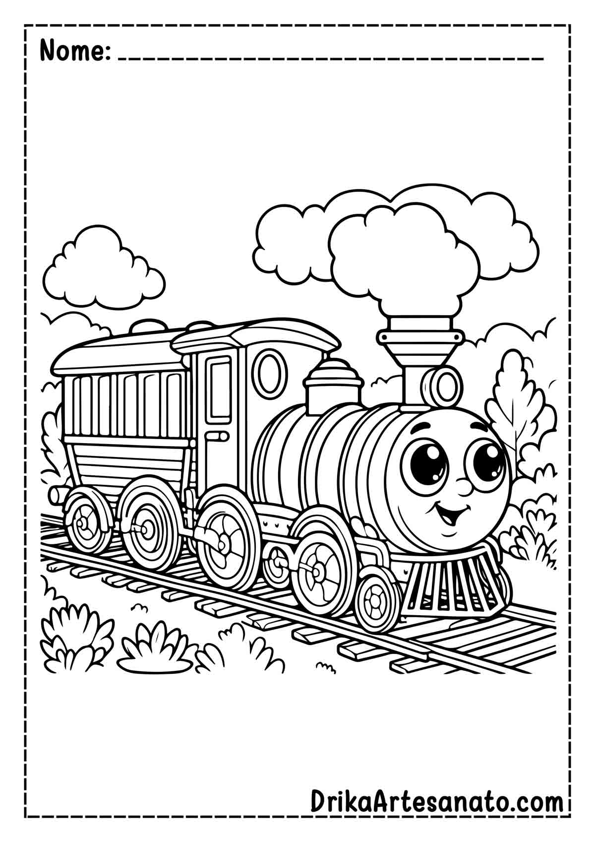 Desenho de Trem para Pintar