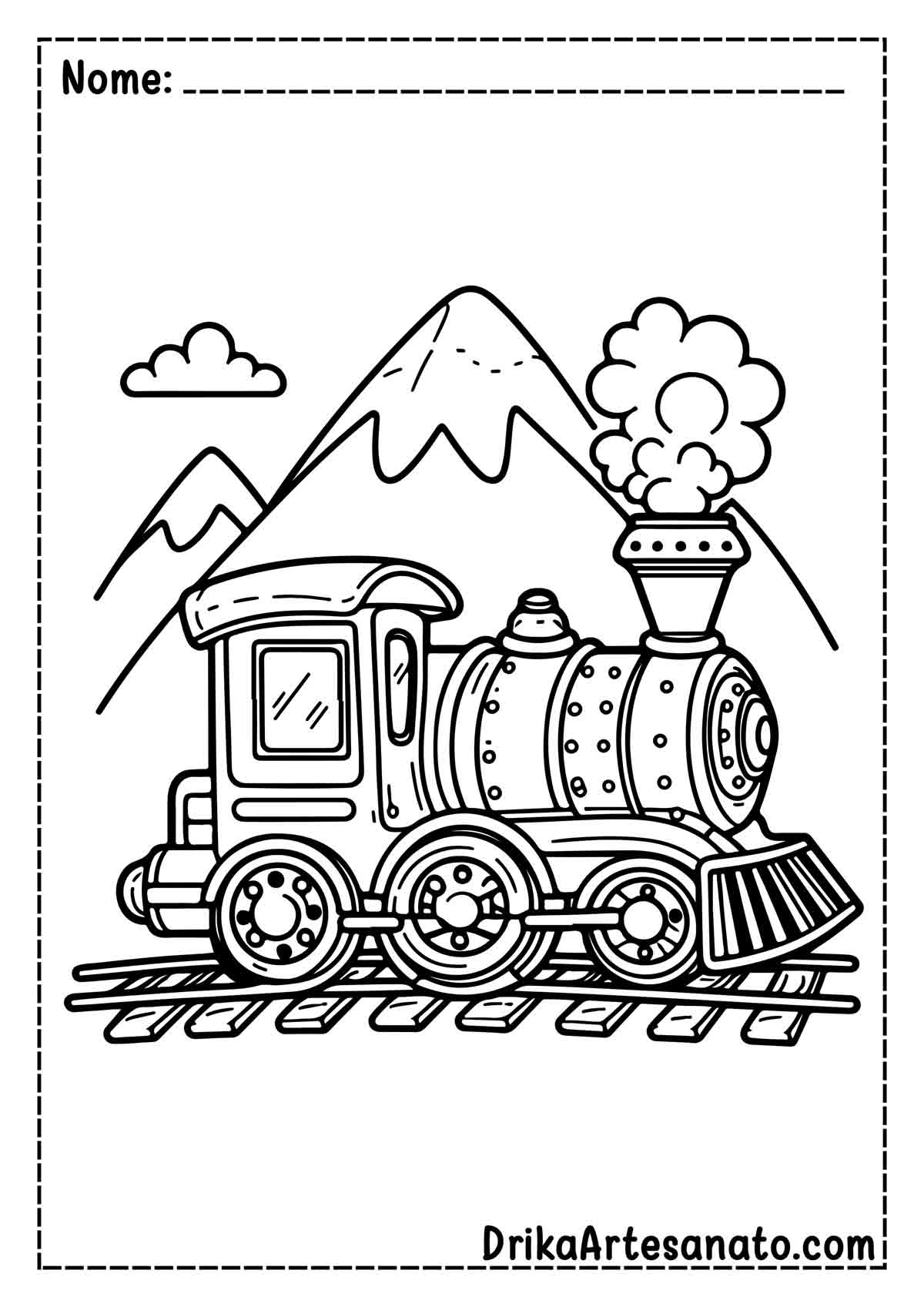 Desenho de Trem Fácil para Imprimir e Colorir