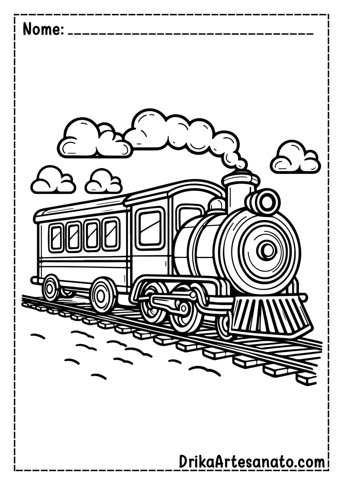 Desenho de Trem Realista para Imprimir