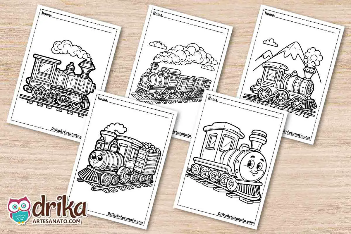 50 Desenhos de Trem para Colorir Grátis em PDF