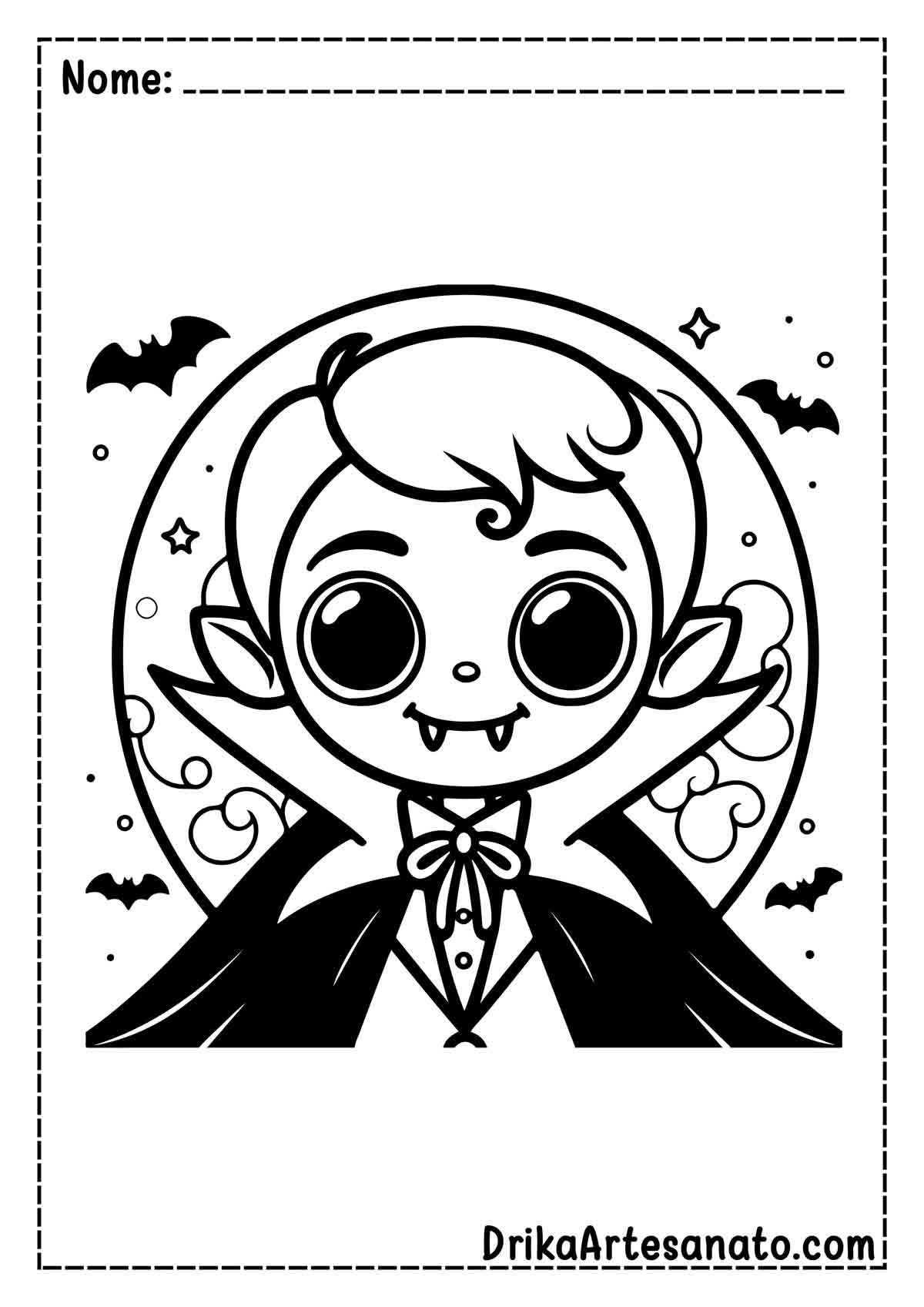 Desenho de Vampiro Infantil para Imprimir