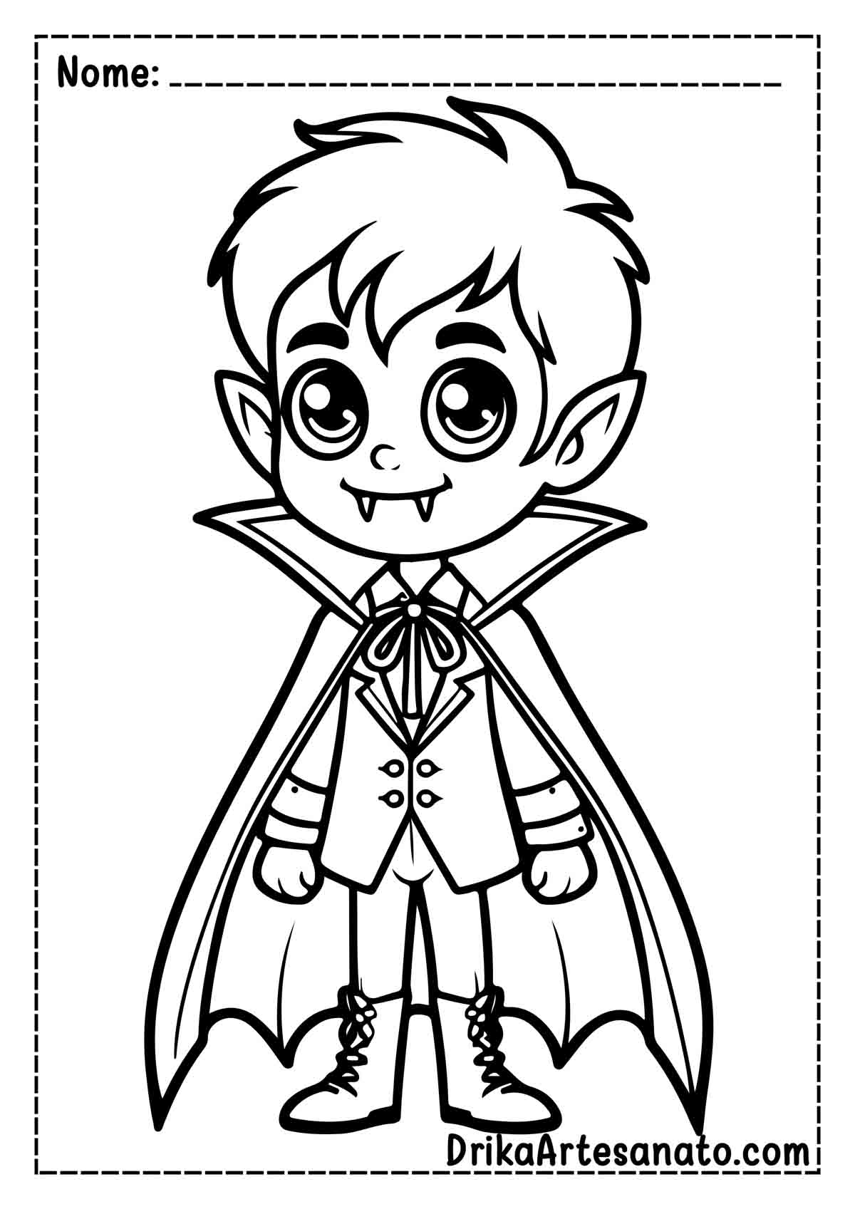 Desenho de Vampiro Infantil para Colorir