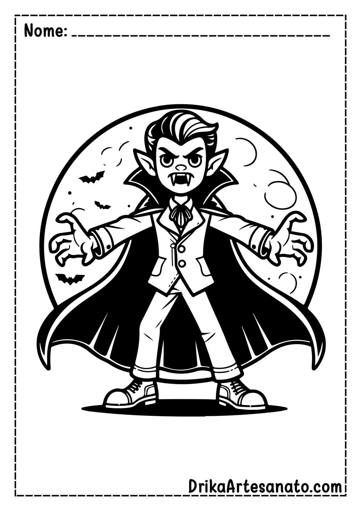 Desenho de Vampiro Infantil para Imprimir