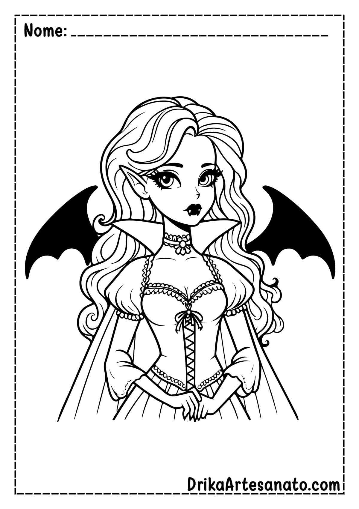 Desenho de Vampiro Mulher para Colorir