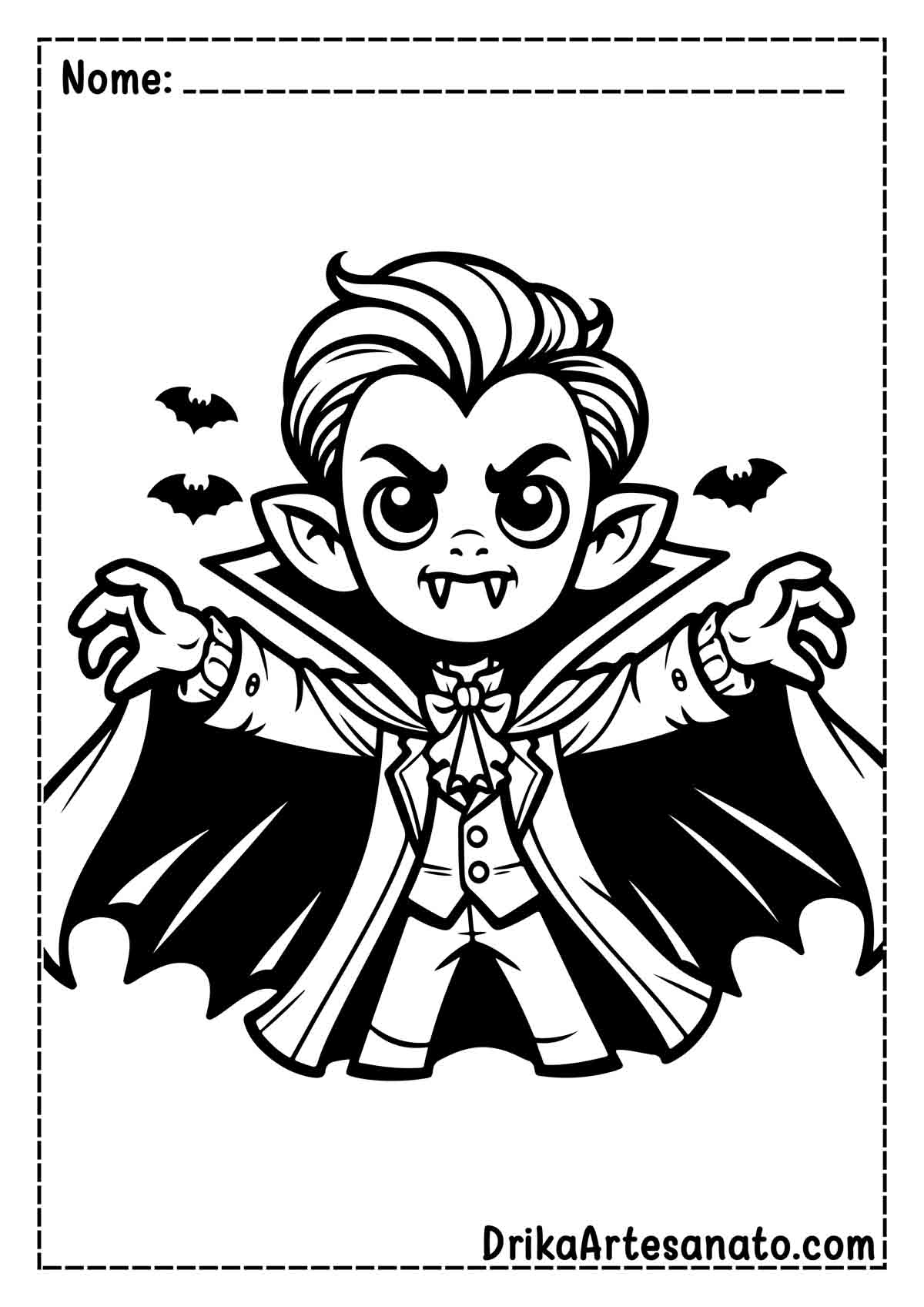 Desenho de Vampiro para Colorir Fácil