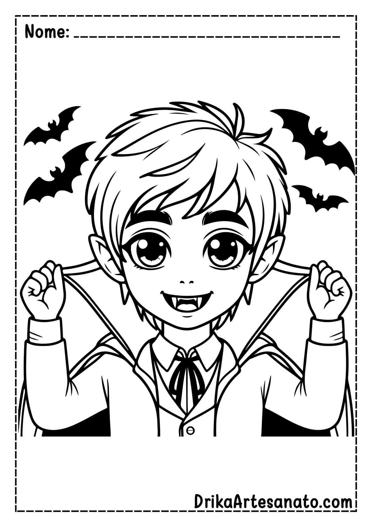 Desenho de Vampiro para Colorir e Imprimir