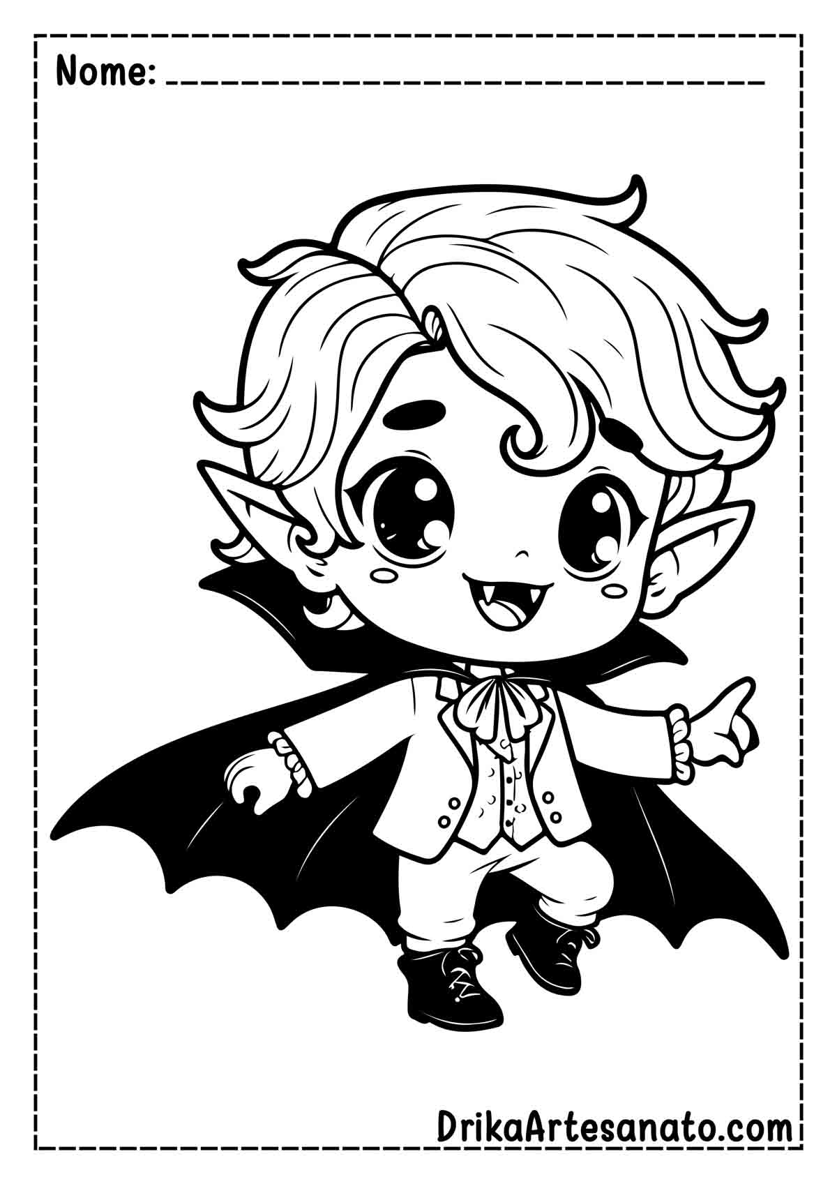 Desenho de Vampiro Fofo para Colorir