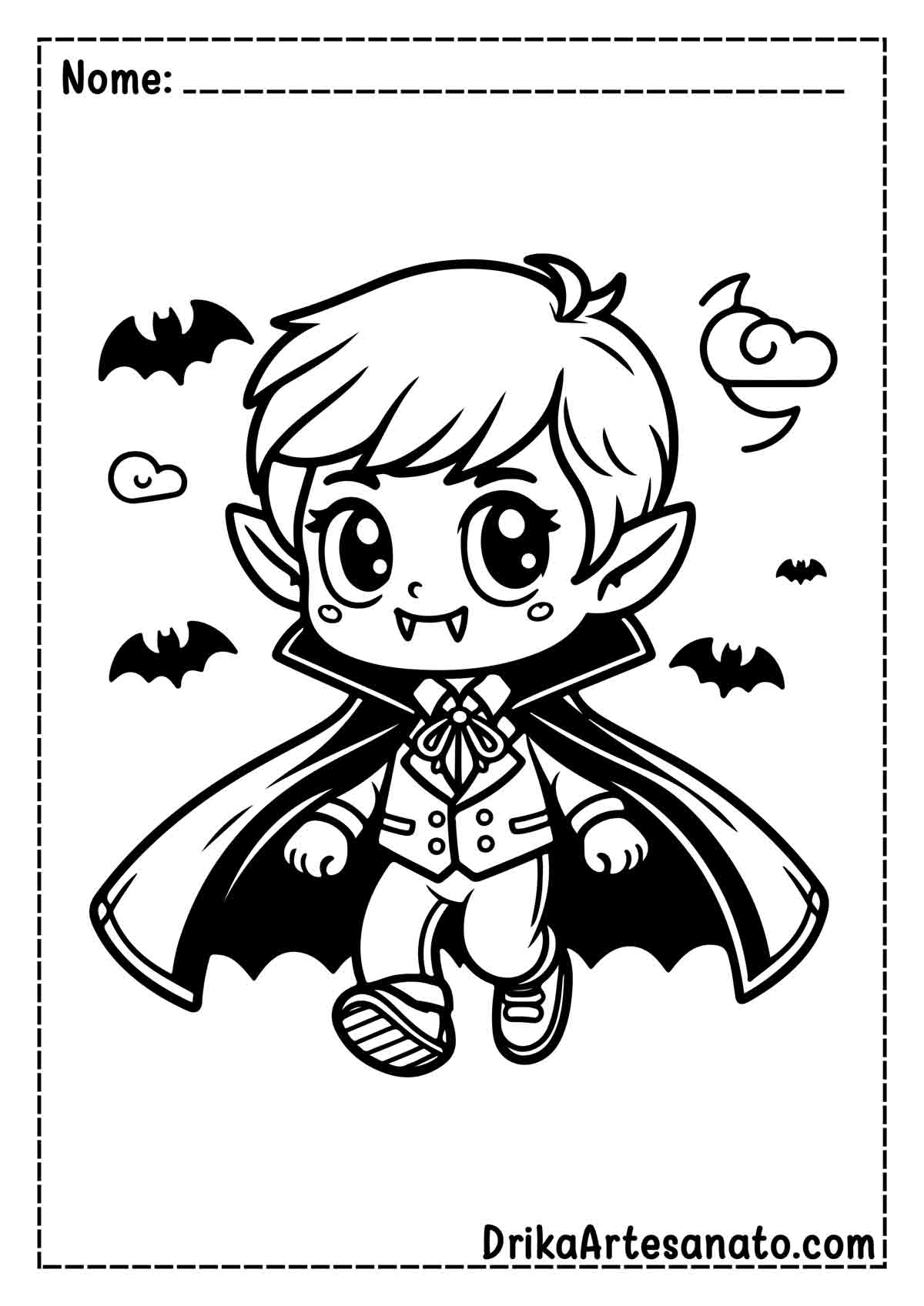 Desenho de Vampiro Infantil para Colorir