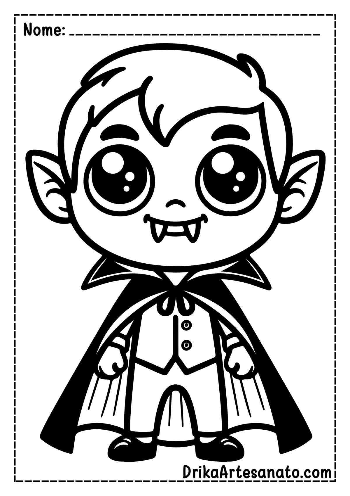 Desenho de Vampiro Simples para Colorir e Imprimir