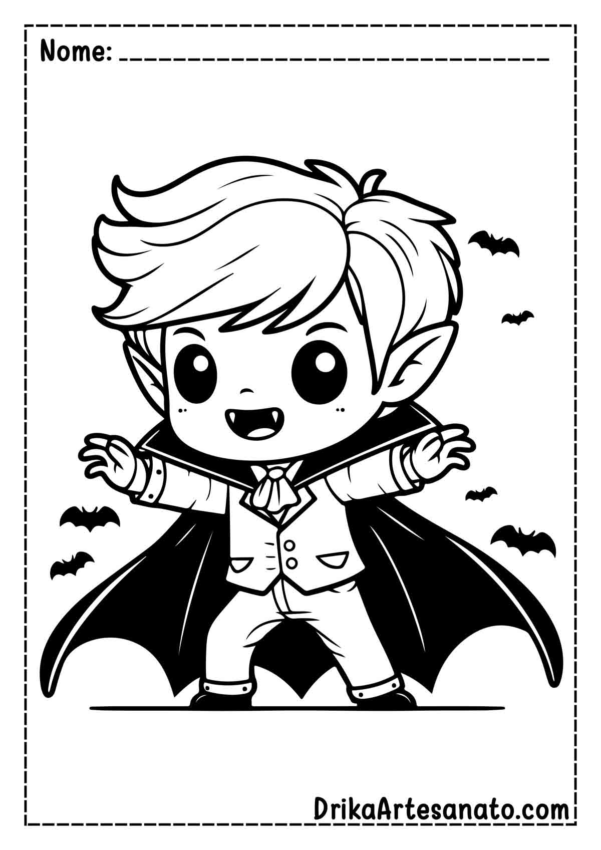 Desenho de Vampiro Infantil para Colorir