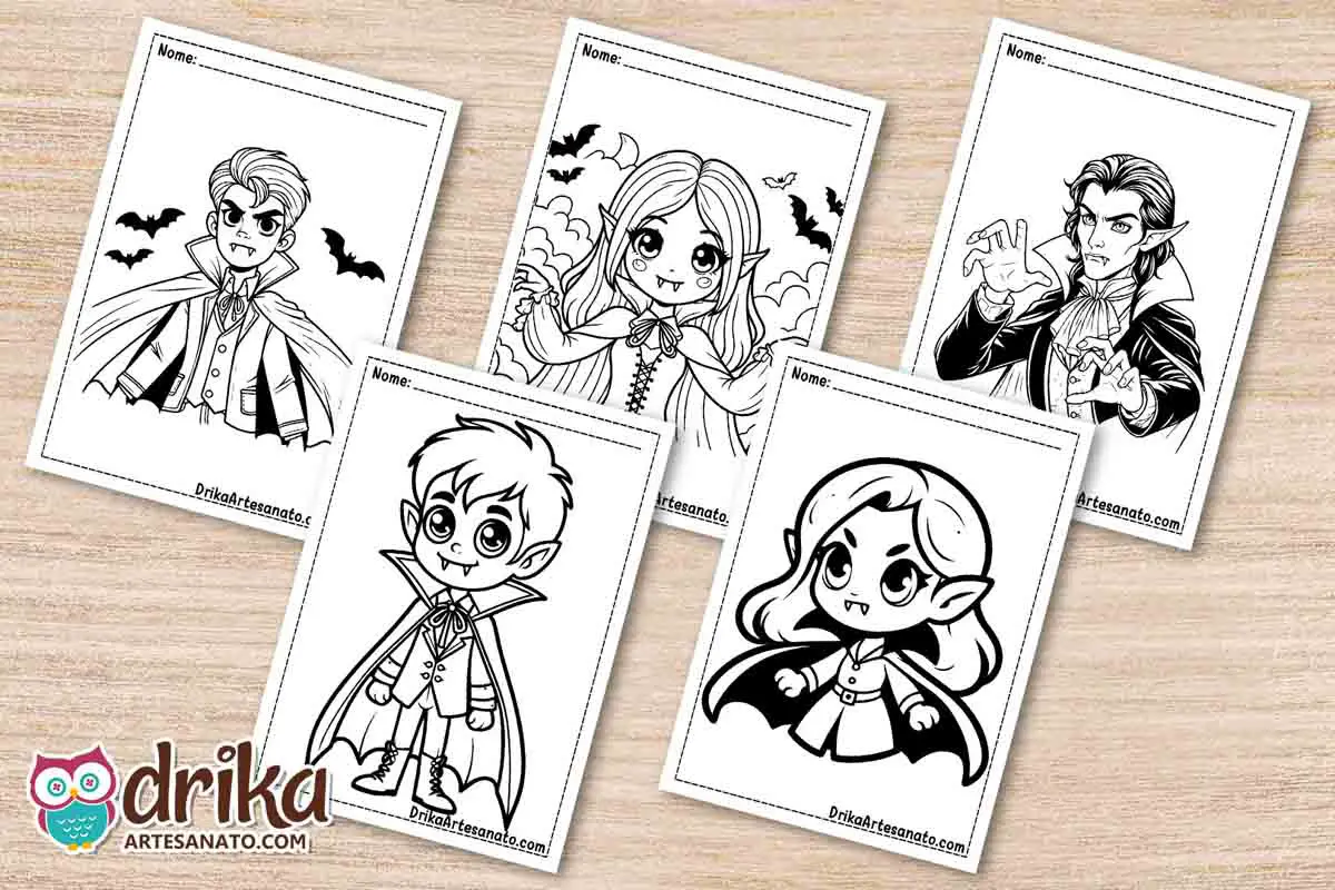 50 Desenhos de Vampiro para Colorir Grátis em PDF