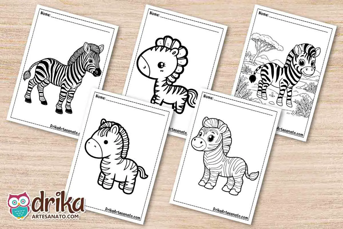 50 Desenhos de Zebras para Colorir Grátis em PDF