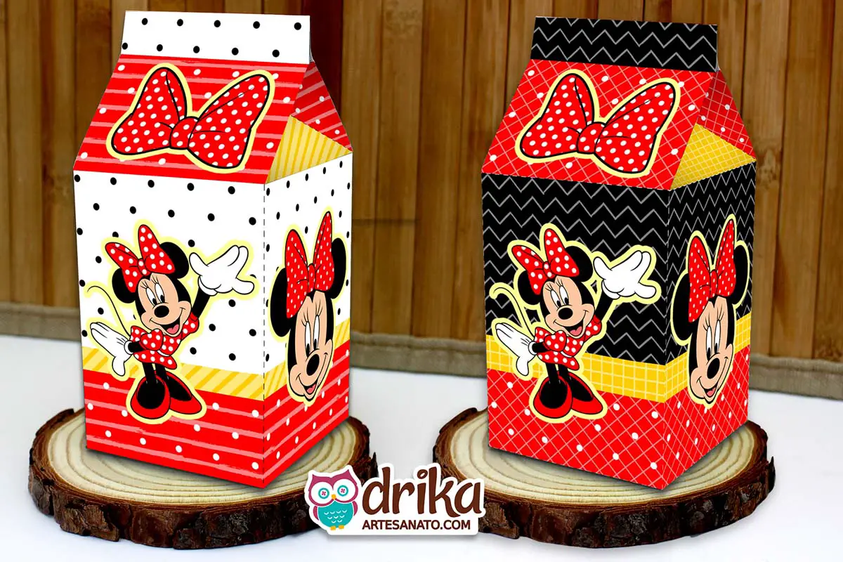 Caixas Milk da Minnie Vermelha para Imprimir Grátis em PDF