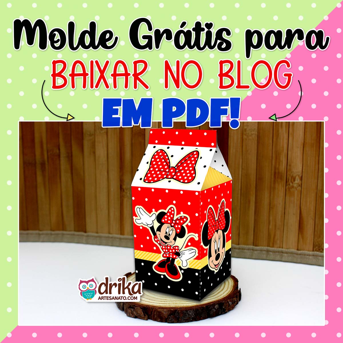 Caixa Milk da Minnie Vermelha para Imprimir Grátis em PDF