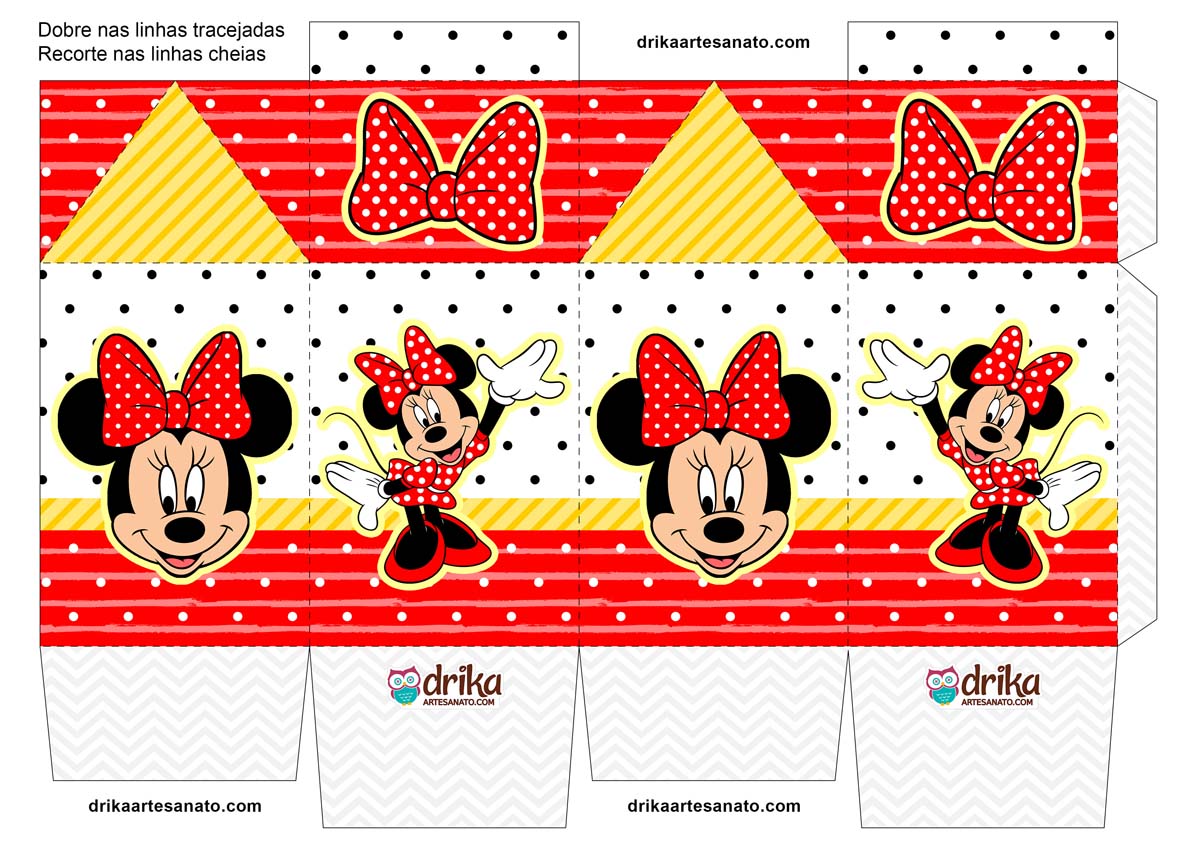 Caixa Milk da Minnie Vermelha para Baixar Grátis em PDF Modelo 2