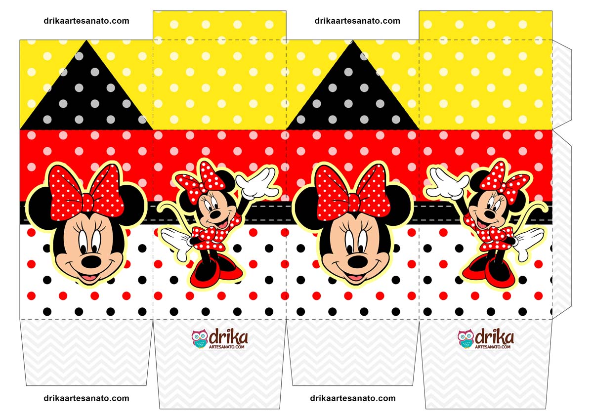 Caixa Milk da Minnie Vermelha para Baixar Grátis em PDF Modelo 4