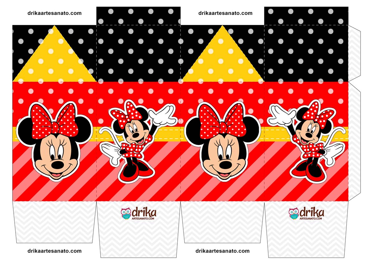 Caixa Milk da Minnie Vermelha para Baixar Grátis em PDF Modelo 5