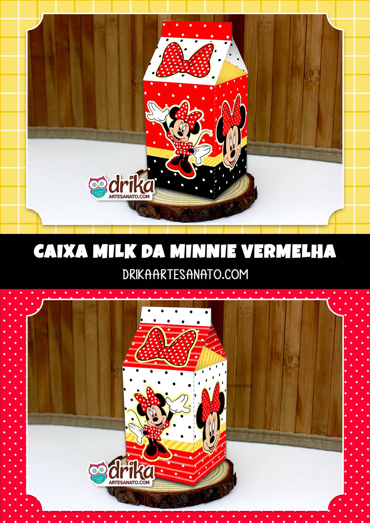 Caixa Milk da Minnie Vermelha para Imprimir Grátis em PDF