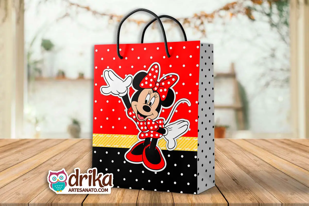 Sacolinha de Papel da Minnie Vermelha Modelo 1