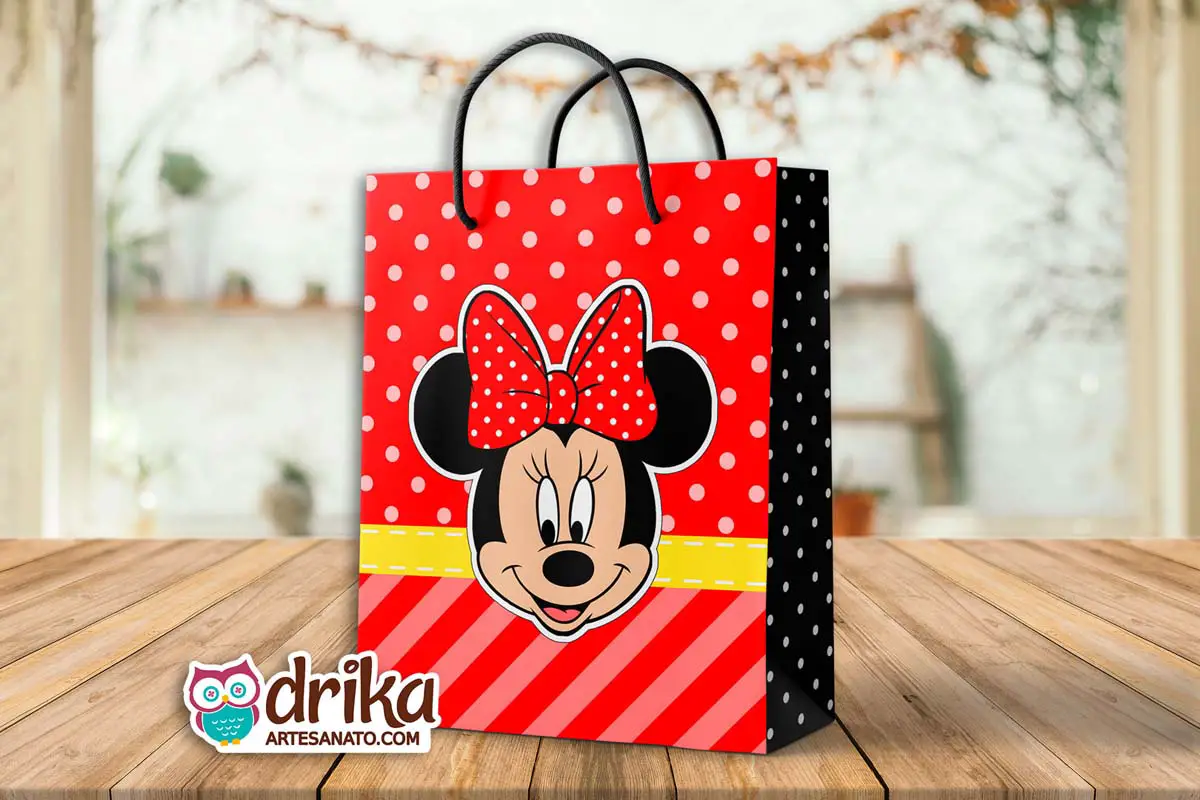 Sacolinha de Papel da Minnie Vermelha Modelo 10