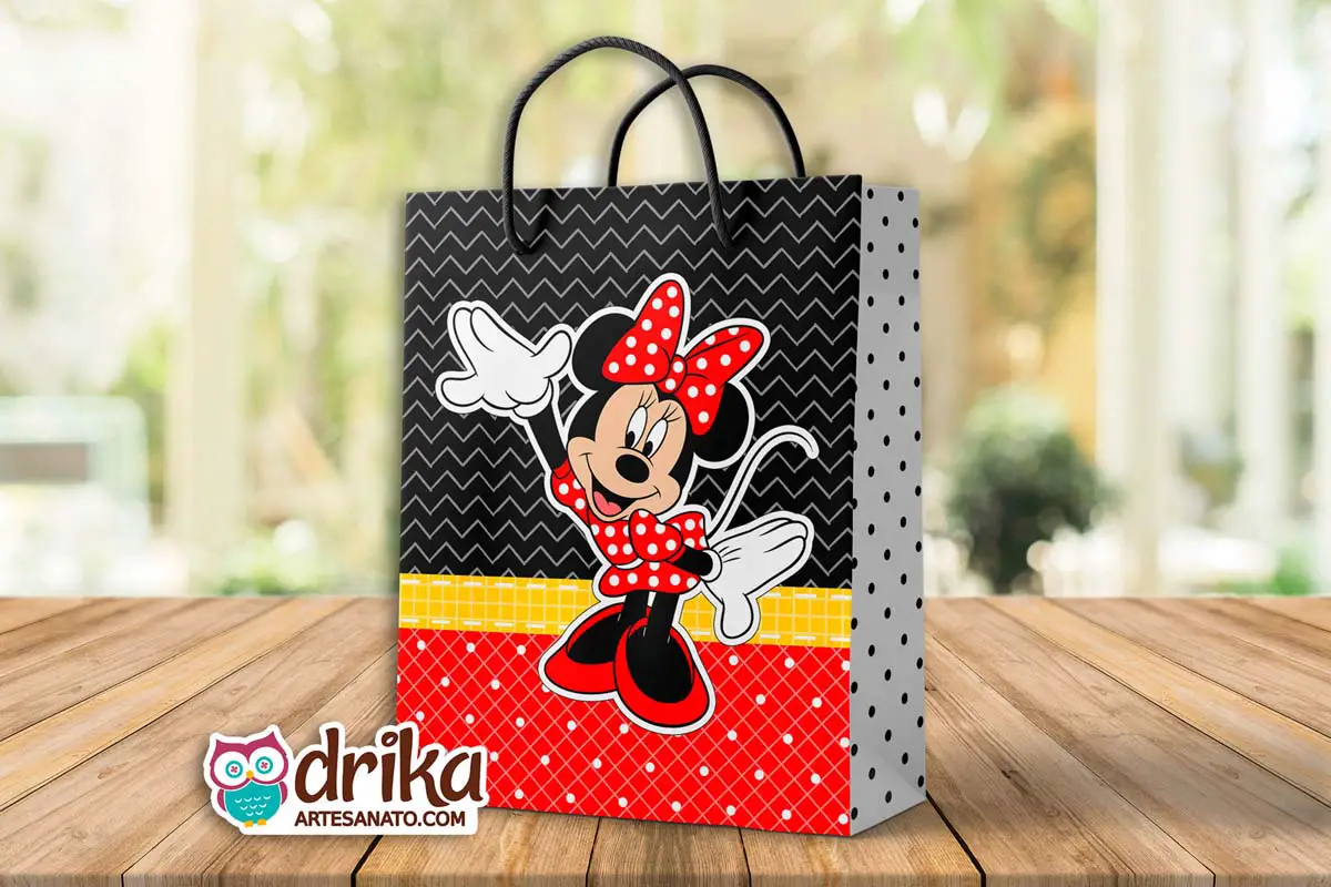 Sacolinha de Papel da Minnie Vermelha Modelo 3