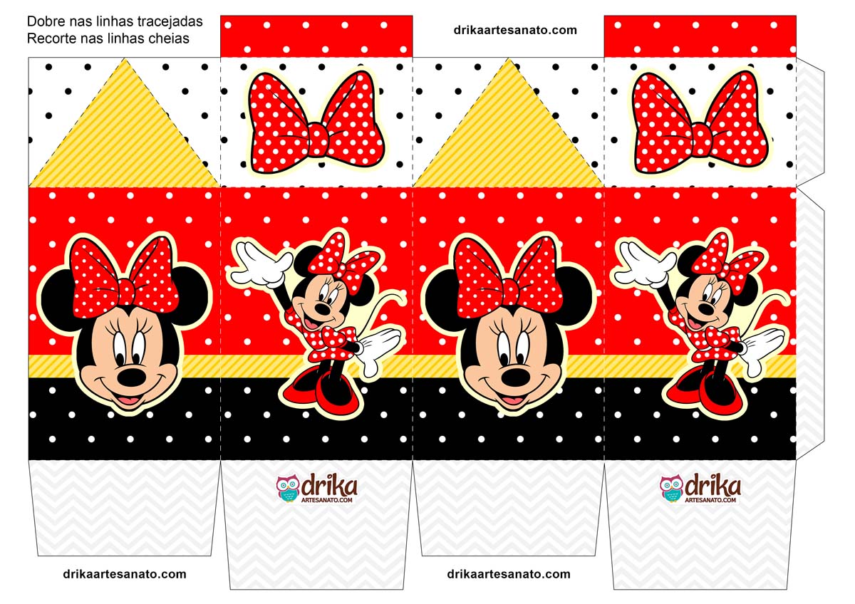 Caixa Milk da Minnie Vermelha para Baixar Grátis em PDF Modelo 1