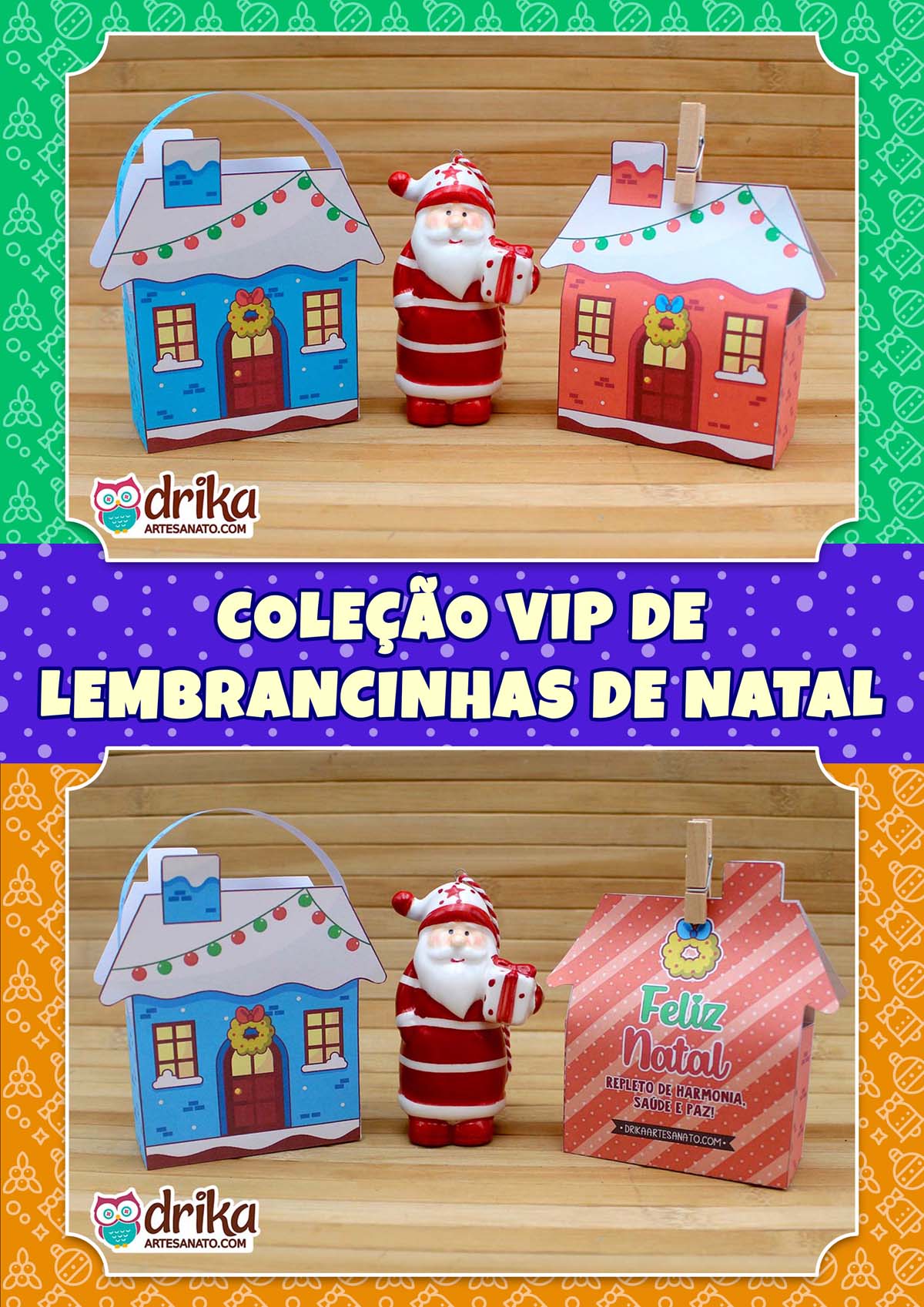 Pronta para Imprimir: Caixinha Casinha de Natal em PDF