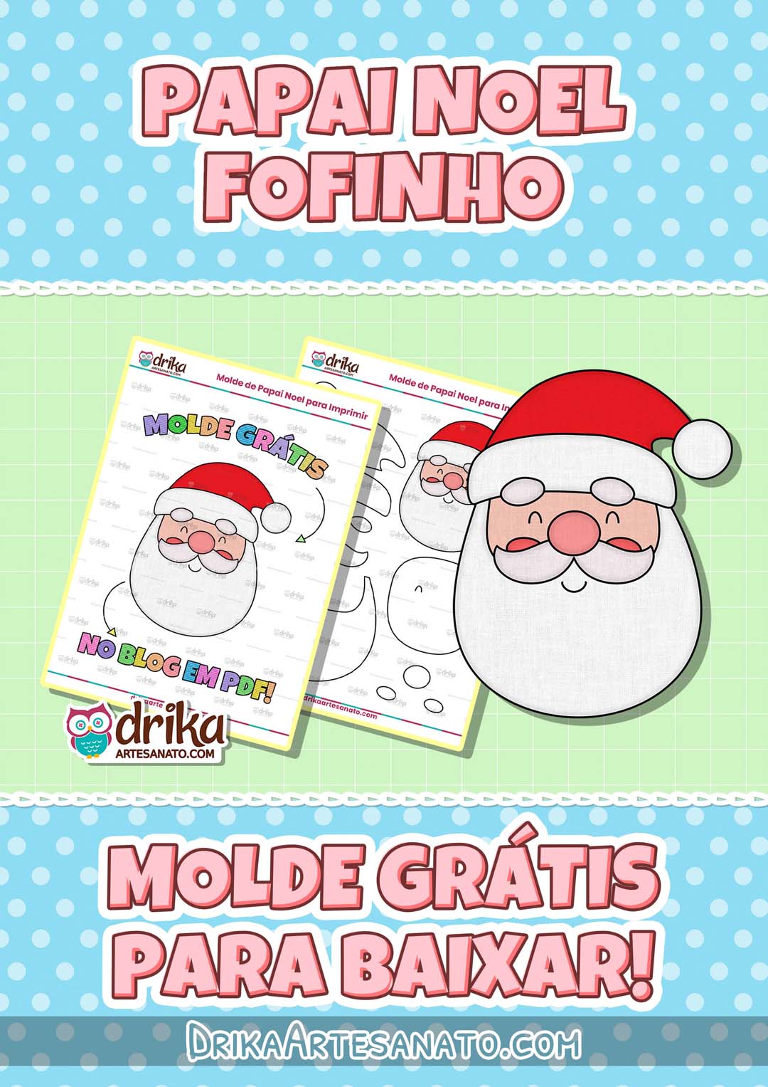 Molde de Papai Noel Modelo 4 para Baixar Grátis em Tamanho Real