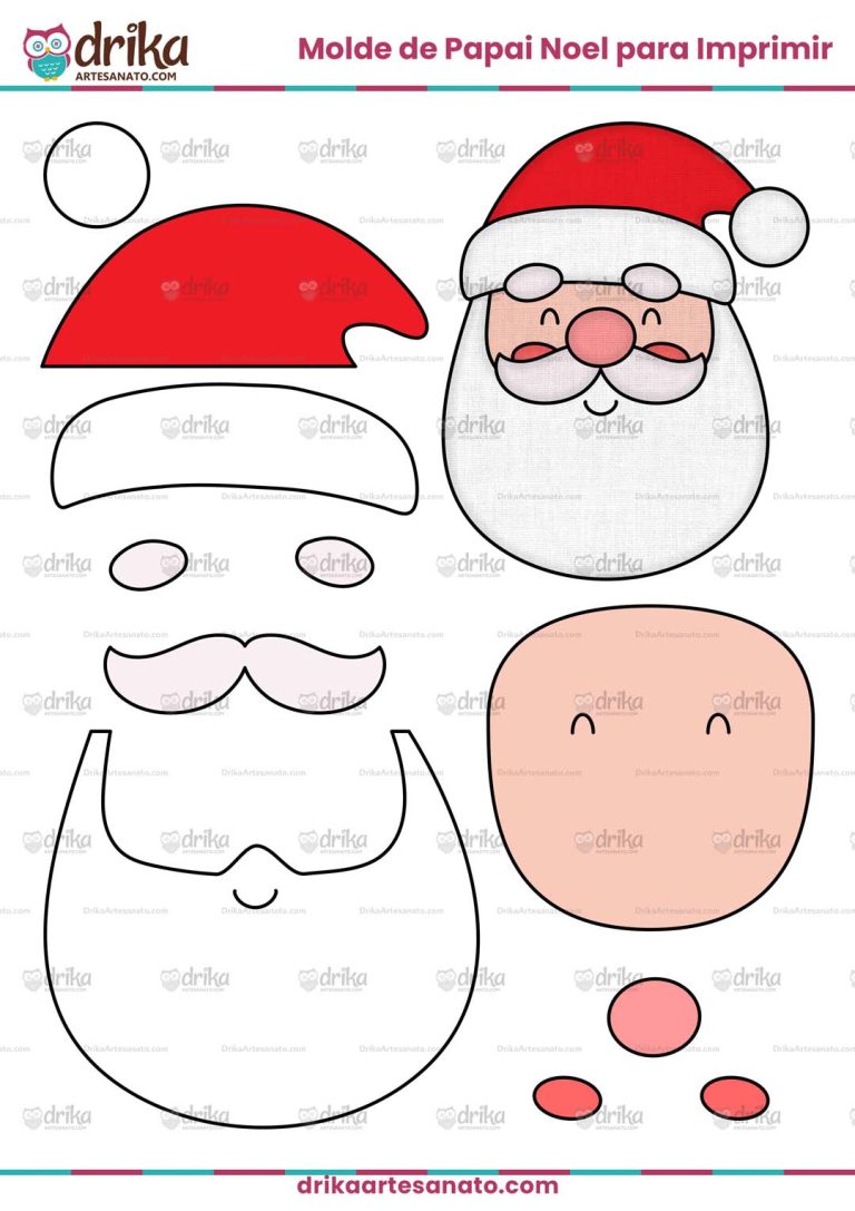 Molde de Papai Noel para Imprimir Grátis em Tamanho Real Modelo 4