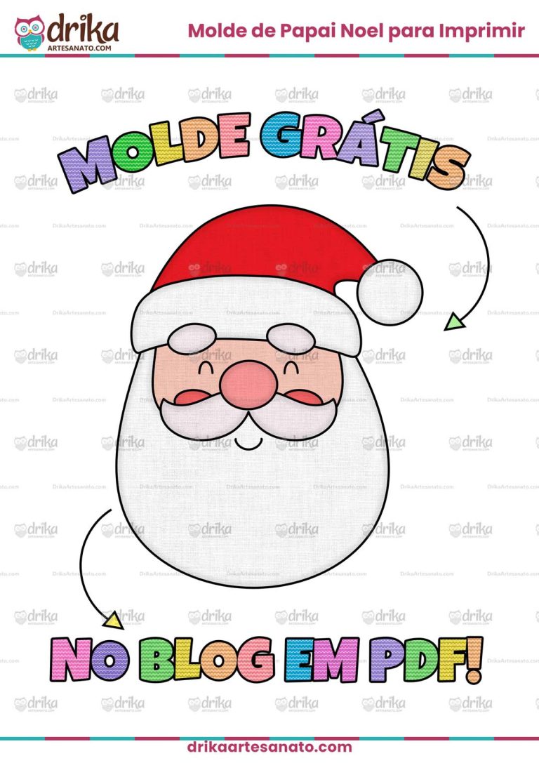 Molde de Papai Noel para Imprimir Grátis em Tamanho Real Modelo 4