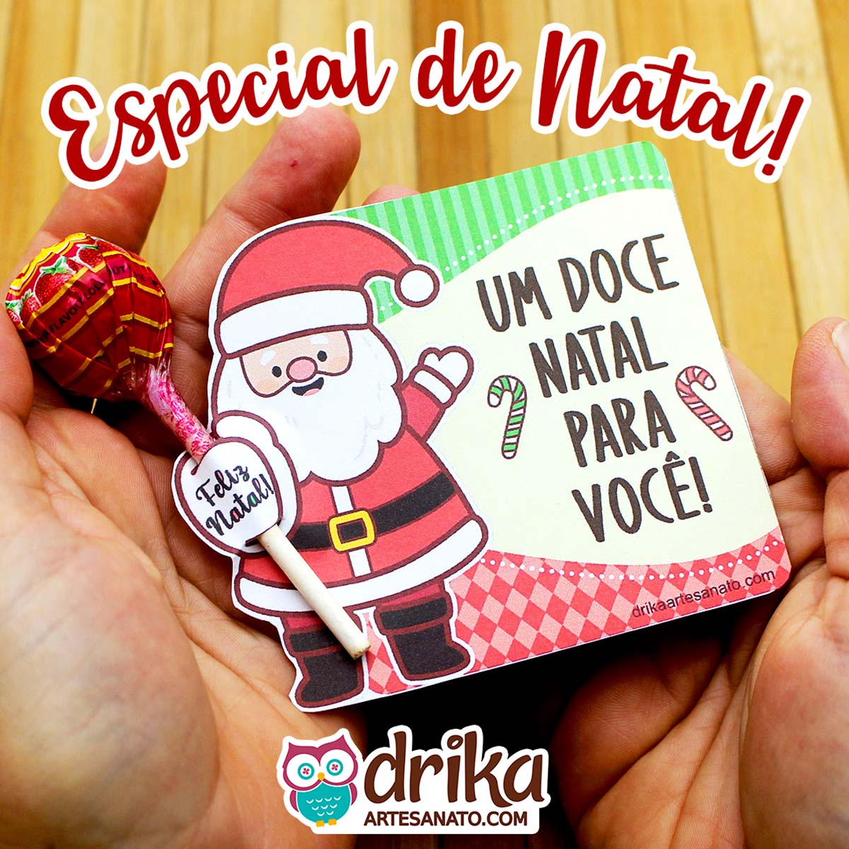 Card Porta Pirulito de Papai Noel: Um Toque Especial para o Seu Natal