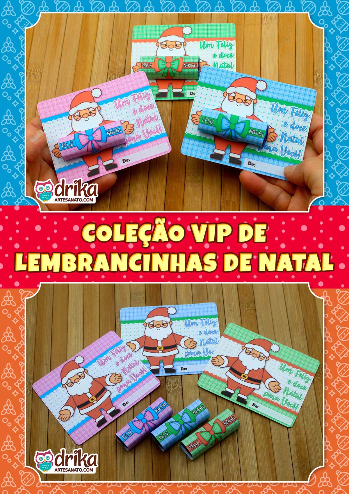 Lembrancinha de Natal para Imprimir: Card com Papai Noel Cute