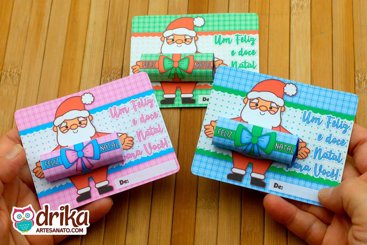 Lembrancinha de Natal: Card com Bis de Papai Noel