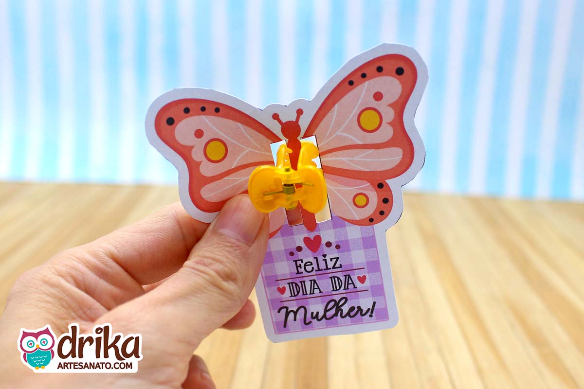 Um Presente que Enfeita: Card Mini Piranha com Borboleta para a Mulher