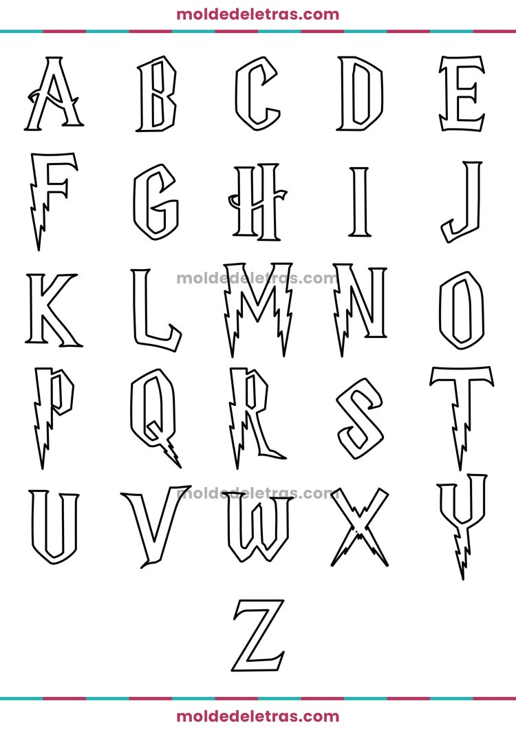 Molde de Letras Estilo Harry Potter Maiúsculas em Tamanho Pequeno