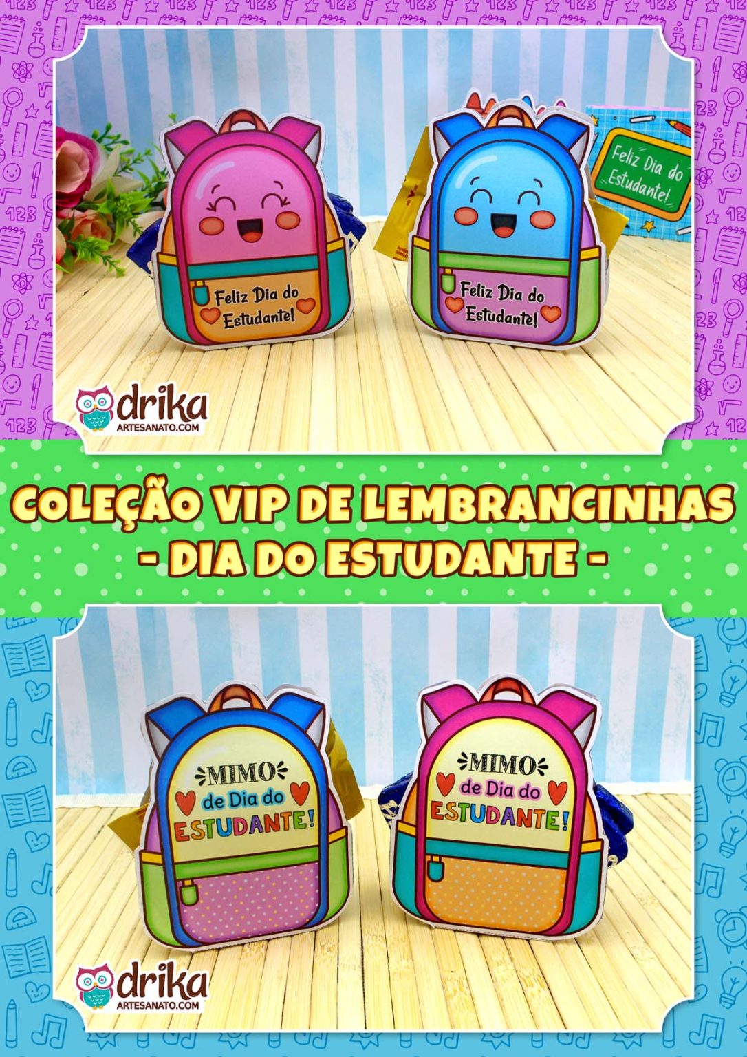 Lembrancinha de Dia do Estudante para Imprimir: Mochila Cute Porta-bombom