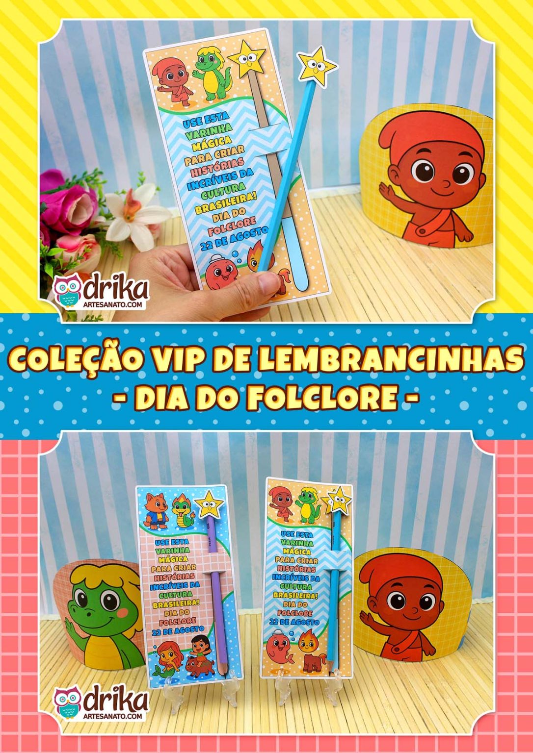 Lembrancinha de Dia do Folclore para Imprimir: Cartão Porta-lápis ...